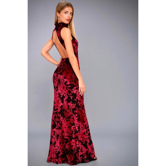 🌸 RARE “Japan Bound” Velvet Floral Backless Dress - Picture 3 of 12